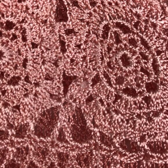 BCBG Max Azria Pink Sweater Crochet Knit Floral Long Sleeve Square Neck Medium - Picture 4 of 10